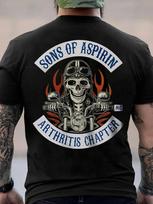 Men'S T-Shirt Sons of Aspirin Arthritis Chapter Biker Rider T-Shirt Retro Pattern T-Shirt Skull M gray