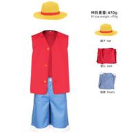 Vaikams Suaugusiems Luffy Cosplay Anime Kostiumas Paltai Kelnės Suaugusiems Vaikams Paplūdimio Drabužiai Helovino Šventė RolePlay 150cm red