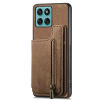 Kryžinė piniginė su užtrauktuku, kortelių skyreliais, odiniu dėklu MOTO G05 G15 Power Fusion Stylus 60 G35 G55 G85 Edge 60 Pro Dėklas su laikikliu Motorola Edge 60 Pro ruda