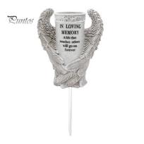 Angel Wings Memorial Vase Cemetery Wing with Spike And Drainage Outdoor Metal Stake Hole Resin Bouquet Flower Holder for Tomb Headstone Decoration balta
