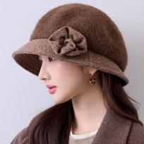Women S Hepburn Style Bow Bucket Hat Warm Fashion All Match Hat One Size black
