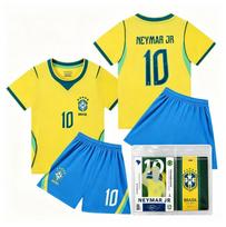 27 Brazilija Geltona Ne. 10 futbolo marškinėlių Vaikų drabužiai Suaugusiųjų komplektas Dydis 16-2XL su išskirtiniais aksesuarais #26