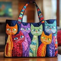 Rankinė Katės raštas 3D spausdinta Rankinė Pečių krepšys Moteriška rankinė Madinga Didelės talpos Moteriška lengva kelioninė rankinė, 38×42cm blue