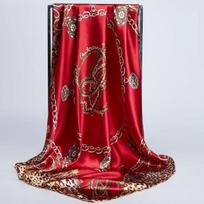 90 * 90 cm Kvadratinė šilko skara Moteriškos skaros Kaklo skara dizainerio spauda Šifonas Hijab Šalikas Foulard Lady Neck Šalikai Minkšti Big Bandana brown
