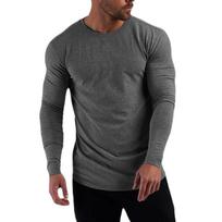 Muscleguys Fitness marškinėliai ilgomis rankovėmis Mada Ruduo Vyriški Kasdieniai Slim Fit Gatvės drabužių viršūnės L tamsiai pilka spalva