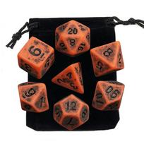 Dice Set Retro Color Plastic Cube Black Blue Orange 7pcs Set for DND Board Game Entertainment  Accessories oranžinė