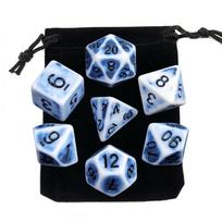 Dice Set Retro Color Plastic Cube Black Blue Orange 7pcs Set for DND Board Game Entertainment  Accessories mėlyna