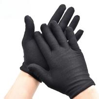 12 porų namų darbų sutirštintos medvilninės pirštinės, Wenwan etiketo medvilninės pirštinės, darbo draudimo baltos pirštinės black thick M black
