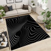 Art Black Background White Lines Indoor Area Rugs Carpet Rug with Non-Slip Backing for Kids Boys Girls Bedroom Dining Room 40X60cm-16x24in gray