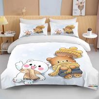 Bubu Dudu Animacinis Mielas Lokys Kawaii Kalėdinė Dovana Karališkas Dvigulis Berniukų Patalynės Komplektas Mikropluošto arba Poliesterio Antklodės Užvalkalų Komplektas 70x133cm 2pcs beige