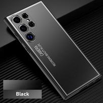 „Samsung Galaxy S24 S23 Ultra Case“ metalo aliuminio lydinio šviesaus šešėlio itin plonas erdvinis objektyvas, minkštas kraštų apsaugos dangtelis For Galaxy S24 Ultra juoda