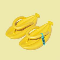 Banano dizaino šlepetės moterims, vyrams, vasarinės, naujoviškos, su storu padu, platforminės, neslystančios basutės, vonios kambario poros avalynė 42-43 yellow
