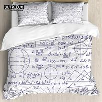 Math Function Duvet Cover Math Equation Bedding Set Double Microfiber Science Geometry Comforter Cover Educational Quilt Cover EU single(135x200cm) white