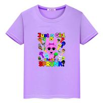 „Sprunki“ marškinėliai 10 metų berniukui, 100% medvilnė, mielas marškinėliai „Sprunki anime Short Tops Pride“ marškinėliai y2k vienetiniai mergaičių drabužiai 130 violetinė