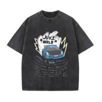 Retro Išplautas Vintažinis Marškinėlis Vyrams ir Moterims Reperis Juice Wrld Su Gobtuvu Retro Išplautas Vintažinis Marškinėlis S gray