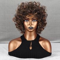 Perukai Afro Kinkys Perukai Sintetiniai garbanoti perukai juodoms moterims P12/613 black
