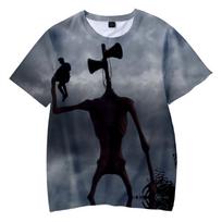 Siren Head 3D spausdintas marškinėlis SCP siaubo žaidimas gatvės drabužiai vyrams moterims madingas marškinėlis hiphop vaikai berniukai mergaitės marškinėliai viršūnės 140 gray
