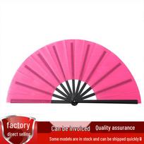 10-Inch Double-Sided Tai Chi Kung Fu Fan for Children & Adults - Martial Arts Folding Fan Rose Red with Black Frame [Loud Open-Close] pink