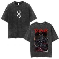 Vintažiniai skalbti anime Berserk Guts marškinėliai Kardininkas Gatsu Aukojimas Zodd T-shirts Vyrams Moterims Medvilniniai Laisvalaikio Per dydį Marškinėliai Viršutiniai drabužiai M black