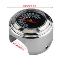 Universalus motociklo vairaračio matuoklis Dviračio termometras Vandeniui atsparus Pakeitimas motociklams, dviračiams 22mm 25,4mm7 8 black dial clock&temp sidabras