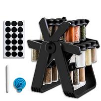 Rotating Ferris Wheel Glass Seasoning Rack Set Spice Jar Seasoning Bottle Jar Seasoning Bottle Rack Household Storage Rack Upgraded model + 18 glass bottles juoda
