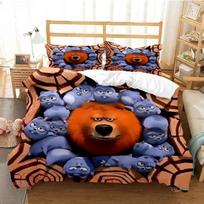Grizzly & The Lemmings Cartoon Anime Bedding Set Print With Pillowcase Bed Duvet Cover Soft Single Double Queen Super King Size EU Single(135*200cm)3pcs gray