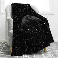 Saulė Mėnulis Antklodė Žvaigždės Erdvė Psichodelinis Juoda Balta Spausdinimo Pledas Sofai Lovai Sofa Kelionei Stovyklavimui Vaikams Suaugusiems 75x90cm gray