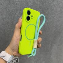 Originalus Candy skysto silikono Magsafe dėklas iPhone 17 16 15 14 13 12 Pro Max telefonui, minkštas, atsparus smūgiams, su magnetine virvele, dirželiu, dangteliu For iphone 16