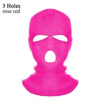 Fashion Full Face Motorbike  Hat Balaclava Hood Ski Hat Winter Knit Cap 2 Holes rožinė raudona spalva