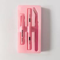 Double-Ended Quick-Dry Eyelash Glue & Remover Gel with Tweezers - Long-Lasting, Seamless Application gray