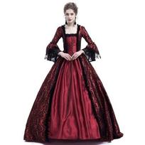 Karališka Retro Nėrinė Midi Suknelė Burgundy XXXL