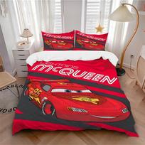 3 vnt. su Lightning McQueen spausdinta patalynės komplektas,(Rinkinį sudaro 1 antklodės užvalkalas ir 2 pagalvių užvalkalai, antklodė neįtraukta) yy250814064 200x200cm red