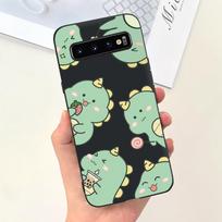 Skirta Samsung Galaxy S10 S10e S10+ dėklas Mielas dinozauras animacinis dangtelis Minkštas TPU telefono dėklas Skirta Samsung S10 Plus S10+ Galaxy S10e krepšiai Galaxy S10 Plus beige
