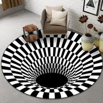 Optinė iliuzija 3D grindų kilimas Svetainės kilimas Neslystantis Miegamojo Lovos šono Sofos Pasukamos kėdės Minkštas namų dekoro kilimėlis 120cmx120cm gray