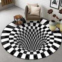 Optinė iliuzija 3D grindų kilimas Svetainės kilimas Neslystantis Miegamojo Lovos šono Sofos Pasukamos kėdės Minkštas namų dekoro kilimėlis 120cmx120cm gray