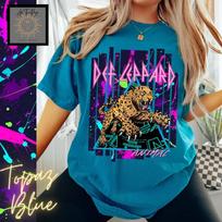 Def Leppard Neoninis Marškinėlis Retro 80-ųjų Grupės Marškinėlis Vintage Roko Koncerto Gerbėjo Dovana Unisex Marškinėlis L blue