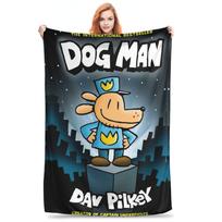 Flanelinis pledas Šuo Žmogus Dogman Filmas Komiksai Animacinis filmas Šilti pliušiniai pledai Minkšti patalynės reikmenys lovai Svetainei Namams Kelionei Sofai 75x90cm gray