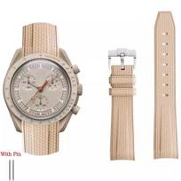 Silikoninis dirželis Swatch X Omega Moonswatch nerūdijančio plieno sagtimi 20 mm lenkta galvutė minkštas atsparus vandeniui keičiama apyrankė moterims vyrams 20mm šviesiai ruda spalva