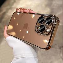 Prabangus dengimo objektyvo apsaugos skaidrus dėklas, skirtas iPhone 17 Air 16 Pro 15 14 Plus 13 12 11 Pro Max, minkštas silikoninis skaidrus dangtelis For iPhone Air auksas