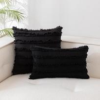 Pilna pagalvė su užpildu Boho kutai Lino pagalvė Visų dydžių pasirinkimai 30*50 juoda