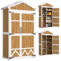 Wooden Garden Shed 105x55x179 cm Tool Cabinet with 4 Shelves Galvanized Metal Roof Natural 105 x 55 x 179 cm