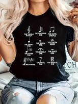 Funny Music Notes T-shirt for Musicians and Music Lovers L black