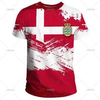 Spausdinti Danijos vėliavos emblemos T-shirt vyrams Šaunūs dizainai T-shirt moteriški drabužiai Harajuku mada Streetwear vyriški marškinėliai Viršūnės 4XL XXL red