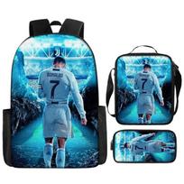 Cristiano Ronaldo spausdintas vaikiškas kuprinės rinkinys pradinių klasių mokiniams, lengvas, pralaidus orui, ergonomiškas 3 dalių krepšys 3-piece set
