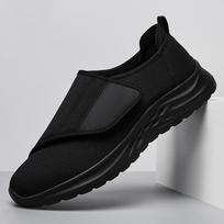 Unisex madingi nauji ortopediniai plačių pėdų patinę batai poroms, nykščio evoliucija, reguliuojantys minkštus, patogius diabetinius vaikščiojimo batus 44 juoda