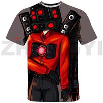 2023 Hot Anime Skibidi Toilet T Shirt Summer Sport Short Sleeve Oversized T Shirt Fashion Parent-child Wear 3D Skibidi Toilet Tees 120 black