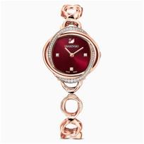 Swarovski Moteriškas gėlės rožinio kvarco laikrodis 30 mm 5552783 rožinio aukso spalvos