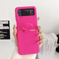 For Samsung Galaxy Z Flip 3 4 5 6 7 Case Offical Liquid Silicone Case With Finger Ring Shockproof Cover Z Flip 6 (No ring) pink