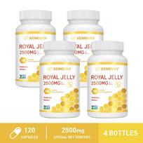Karališkojo pienelio kapsulės, 2500 mg porcijoje, natūralus maisto papildas suaugusiems, palaiko imuninę sveikatą. 120*4