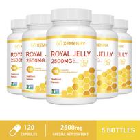 Karališkojo pienelio kapsulės, 2500 mg porcijoje, natūralus maisto papildas suaugusiems, palaiko imuninę sveikatą. 120*5